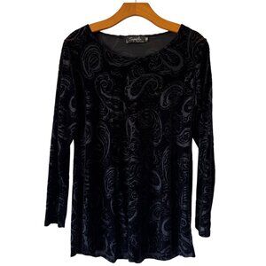 Simpli Velvet Burnout Tunic Top Sz 6 Paisley Flowy Made in Canada Lightweight